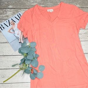 Cloth & Stone V Neck Short Sleeve Shirt Dress